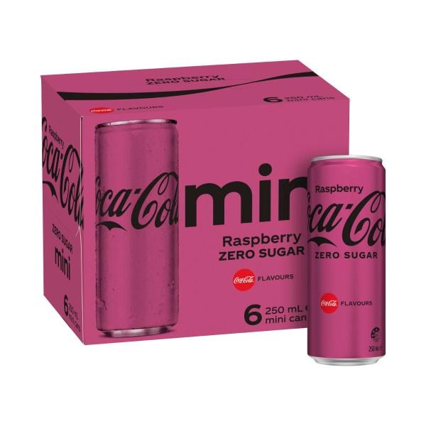 Coca-Cola Zero Raspberry Coke Cans 6X250mL | 6 pack