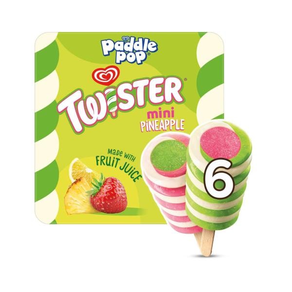 Streets Paddle Pop Ice Confection Twister Mini Multi 6 Pack | 300mL