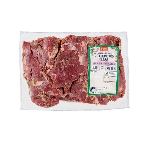 Coles Lamb Leg Butterflied With Rosemary & Garlic Marinade | approx. 1kg