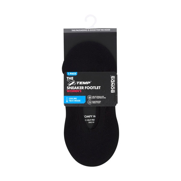 Bonds No Show Footlets Black size 4-7 | 1 pack