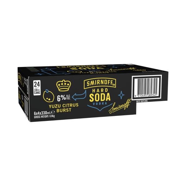 Smirnoff Hard Soda Yuzu Citrus Can 330mL | 24 Pack