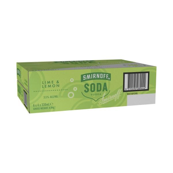 Smirnoff Soda Lemon Lime Can 330mL | 24 Pack