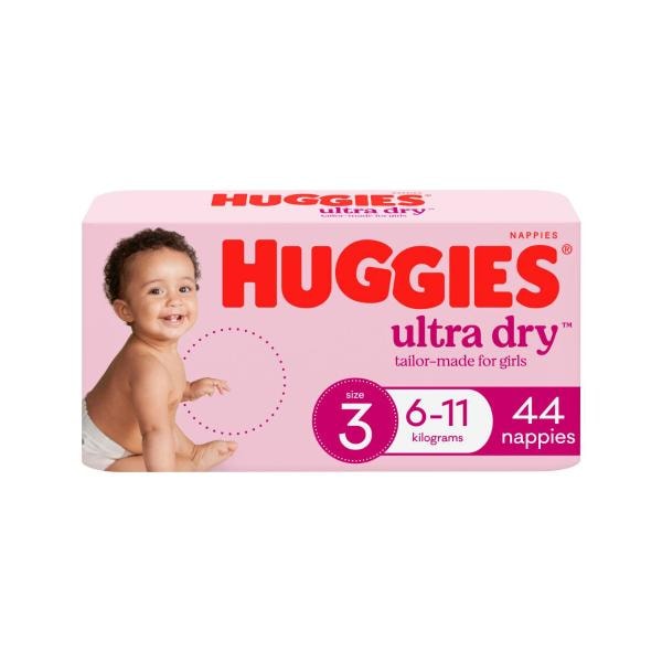 Huggies Ultra Dry Nappies Girls Size 3 (6-11kg) | 44 pack