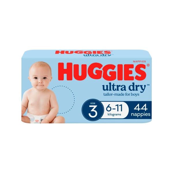 Huggies Ultra Dry Nappies Boys Size 3 (6-11kg) | 44 pack