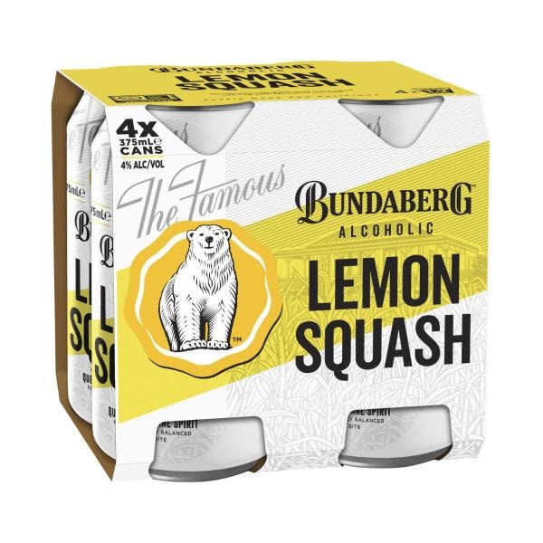 Bundaberg Alcoholic Lemon Squash Can 375mL | 4 Pack