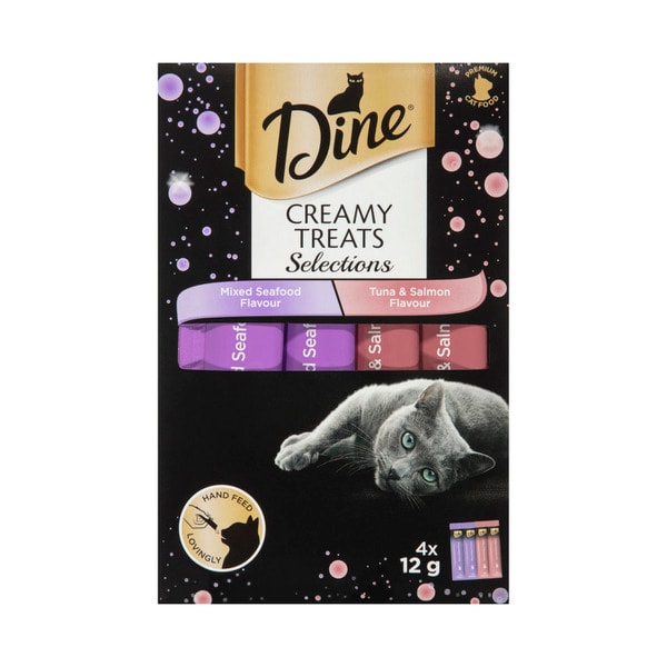 Dine Creamy Treats Cat Food Seafood & Tuna Salmon 4X12g | 4 pack