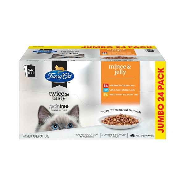 Fussy Cat Twice As Tasty Mince & Jelly Cat Food 24x80g | 24 pack