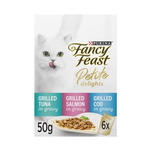 Fancy Feast Petite Delights With Grilled Tuna Salmon & COD Cat Food 6X50g | 6 pack
