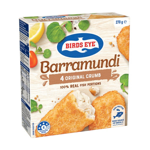 Birds Eye Frozen Fresh Caught Barramundi Fish Fillets 4 Pack | 270g