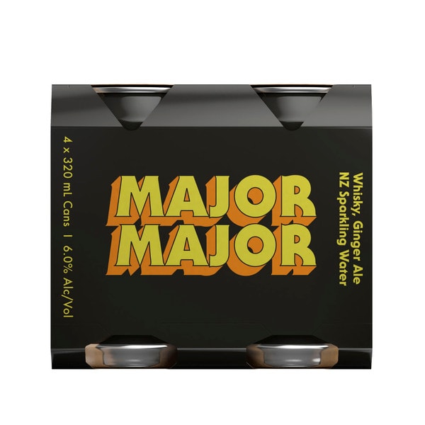 Major Major Whisky Ginger & NZ Sparkling Water Can 320mL | 4 Pack