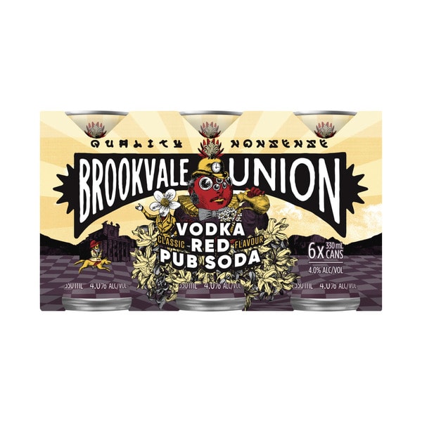 Brookvale Union Vodka Red Pub Soda Can 330mL | 6 Pack