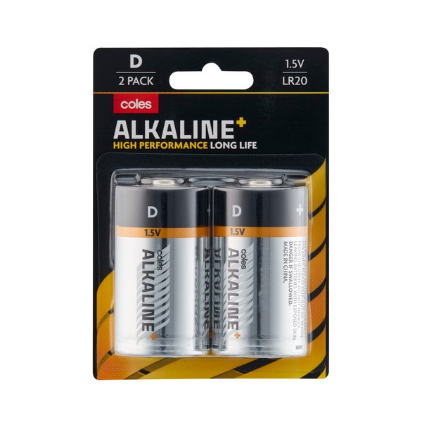 Coles Super Alkaline D Battery | 2 pack