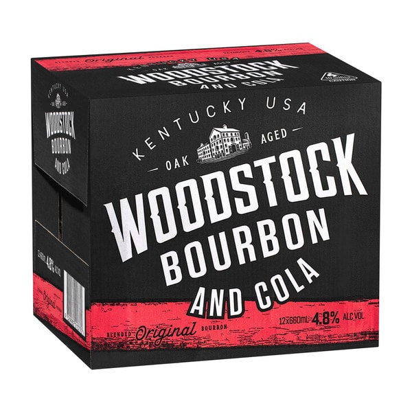 Woodstock Bourbon & Cola Bottle 660mL | 12 Pack