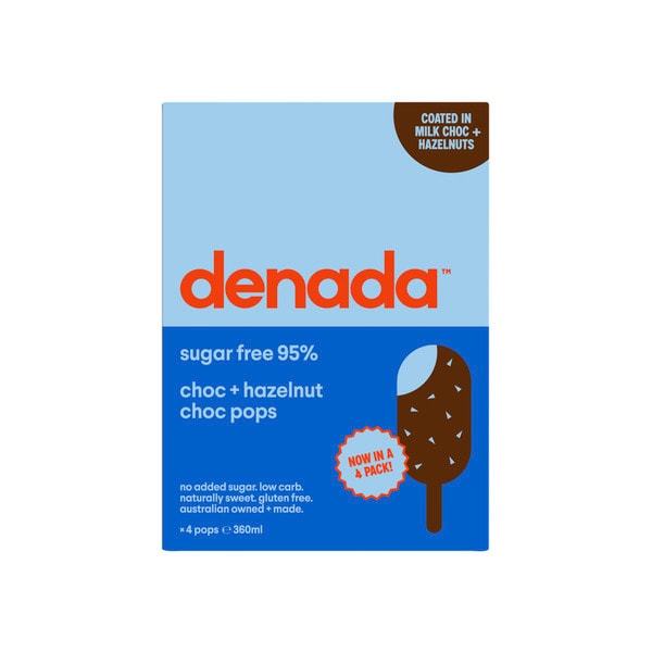 Denada Sugar Free Ice Cream Chocolate Pops Chocolate & Hazelnut 4 Pack | 360mL