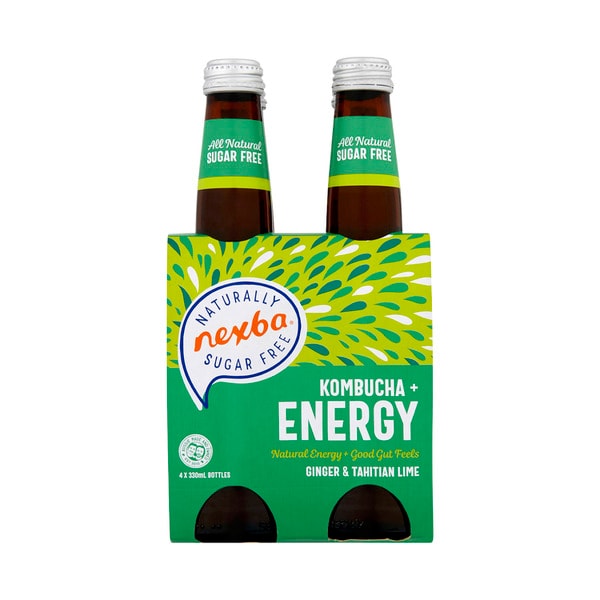 Nexba Kombucha + Energy Drink Ginger & Tahitian Lime | 4 pack