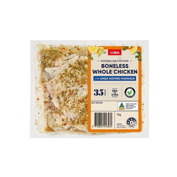 Coles Boneless Whole Chicken With Greek Inspired Marinade | 1kg