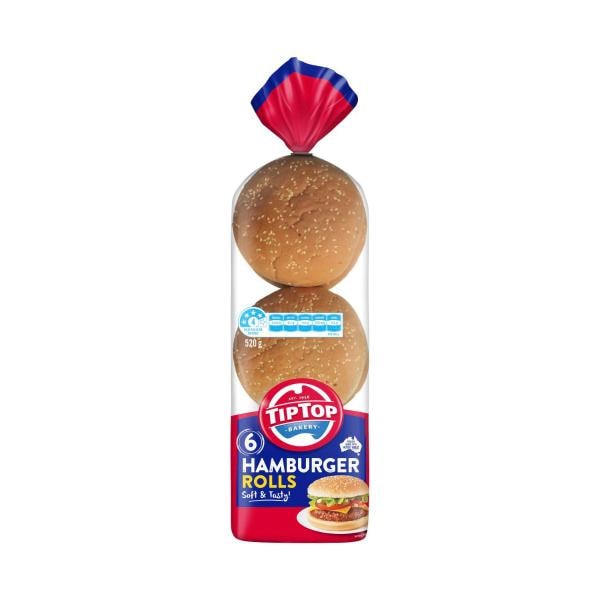 Tip Top White Hamburger Rolls | 6 pack