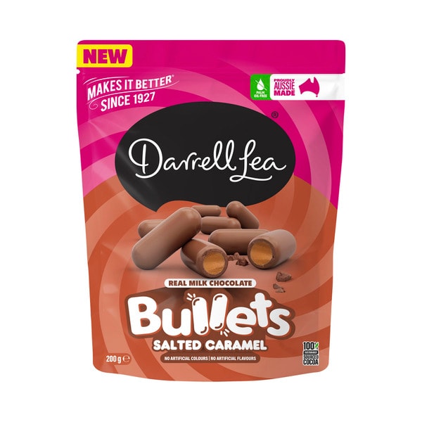 Darrell Lea Milk Chocolate Salted Caramel Bullets | 200g