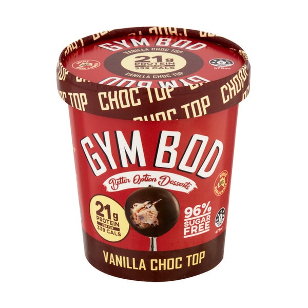 Gym Bod Ice Cream Choc Top Vanilla | 475mL