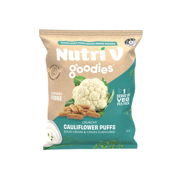 Nutri V Goodies Crunchy Cauliflower Puffs Sour Cream & Chives | 70g