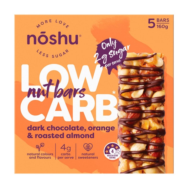 Noshu Low Carb Dark Chocolate Orange & Almond Nut Bar | 160g