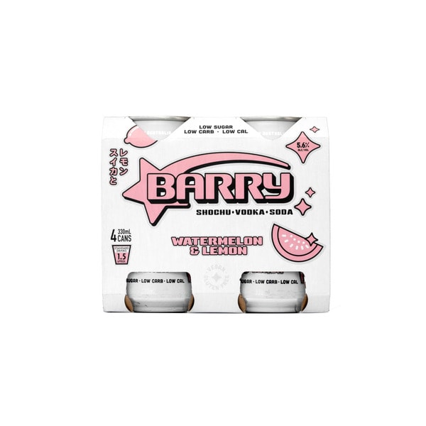 Barry Watermelon & Lemon Can 330mL | 4 Pack
