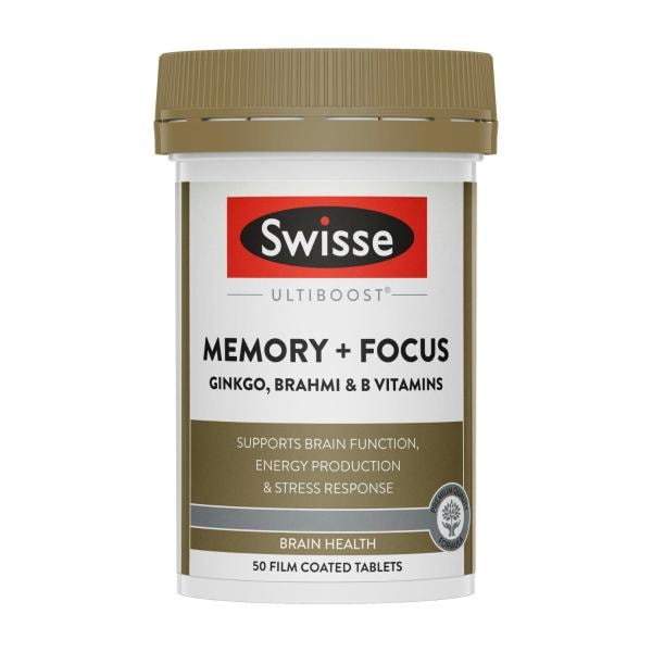 Swisse Ultiboost Memory & Focus Supports Brain Function and Stress Response 50 Tablets | 50 pack