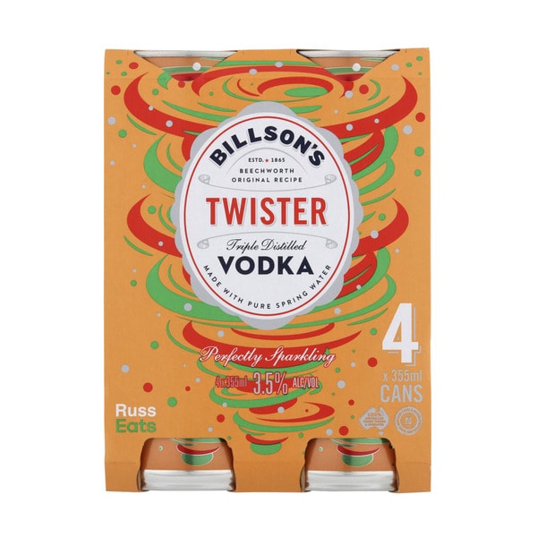Billson's Twister Vodka Mixed Drink Can 355mL | 4 Pack