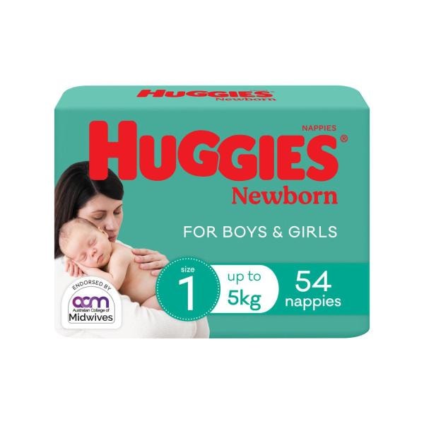 Huggies Newborn Nappies Size 1 (up to 5kg) | 54 pack