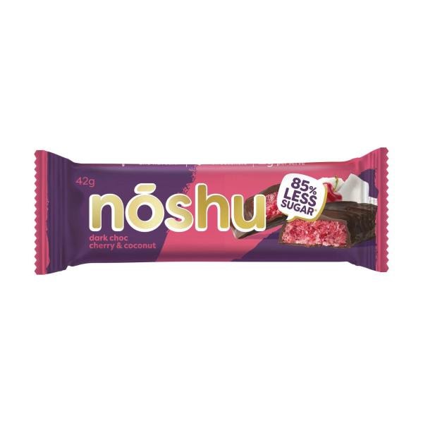 Noshu Less Sugar Dark Chocolate Cherry & Coconut Bar | 42g
