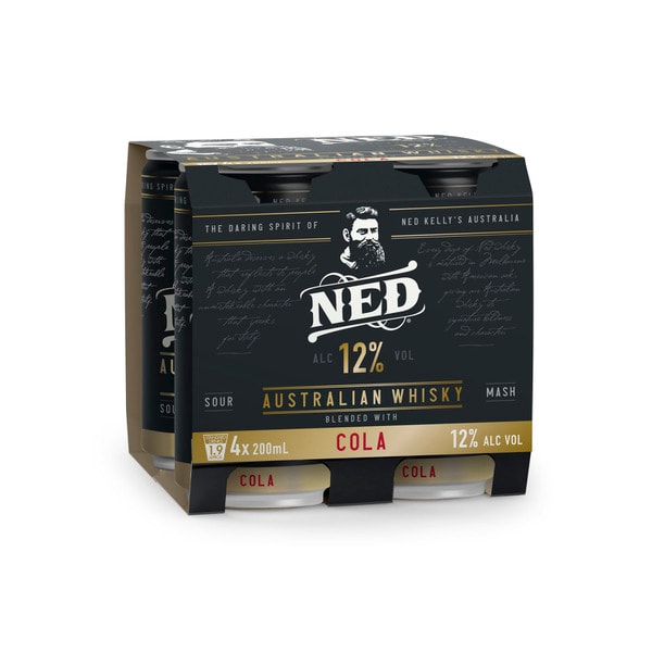Ned Australian Whisky & Cola 12% Can 200mL | 4 Pack