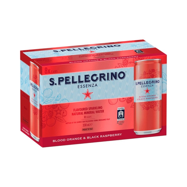 Sanpellegrino 8x330ml Essenza Blood Orange/Wild Raspberry 8X330mL | 8 pack