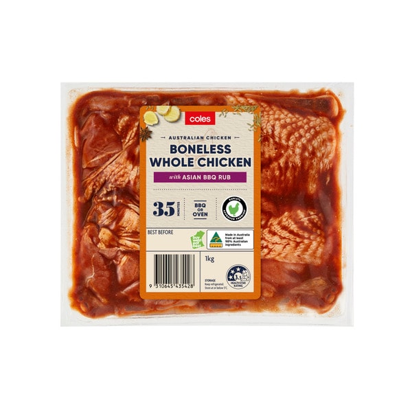 Coles RSPCA Approved Whole Boneless Chicken With Asian BBQ Rub | 1kg