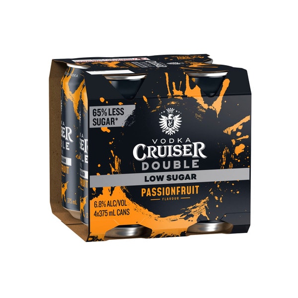 Vodka Cruiser Double LS Passionfruit 6.8% Can 375mL | 4 Pack