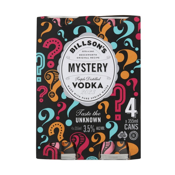 Billson's Mystery Flavour Vodka Mixed Drink 355mL | 4 Pack