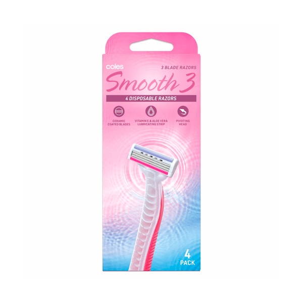 Coles Triple Blade Women Disposable Razors | 4 pack