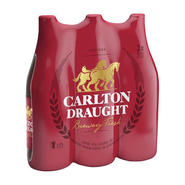 Carlton Draught Rack Pack Bottle 750mL | 3 Pack