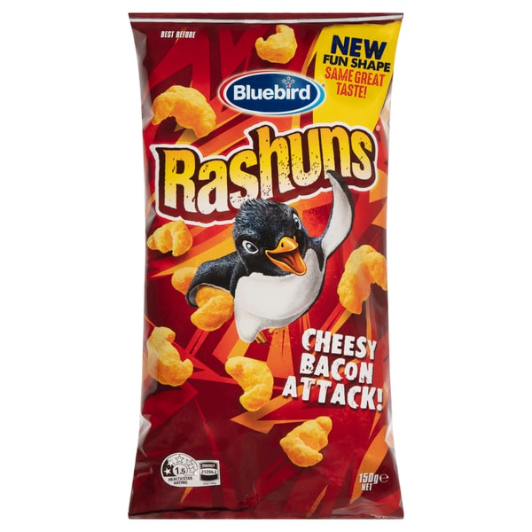 Blue Bird Rashuns Cheese & Bacon Flavoured Corn Snacks | 150g