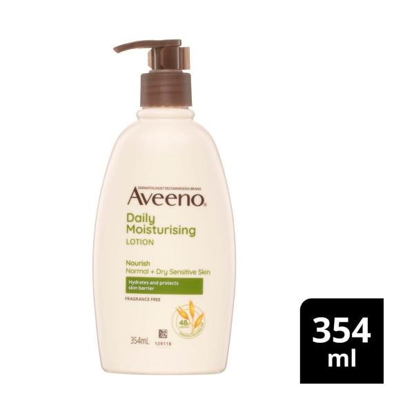 Aveeno Daily Moisturising Non-Greasy Fragrance Free Body Lotion 48-Hour Hydration Soothe Normal Dry Sensitive Skin | 354mL