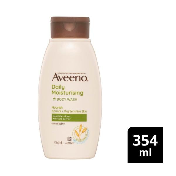 Aveeno Daily Moisturising Light Fragrance Gentle Scent Body Wash Nourish Hydrate Normal Dry Sensitive Skin Ph-Balanced | 354mL