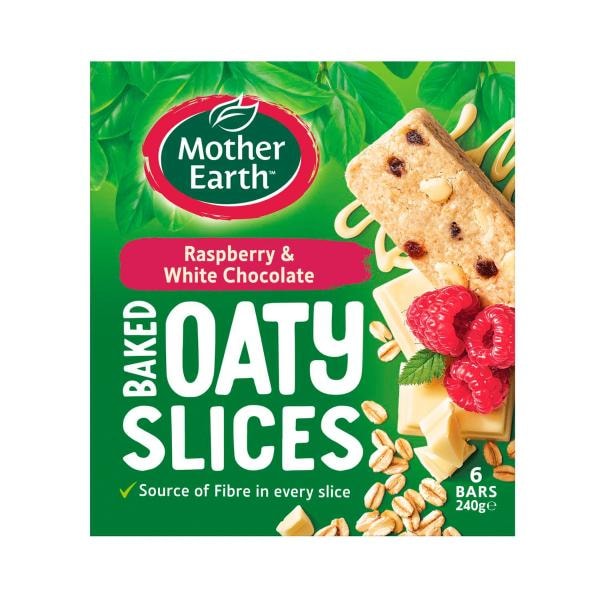 Mother Earth Raspberry & White Chocolate Baked Oaty Slice | 240g