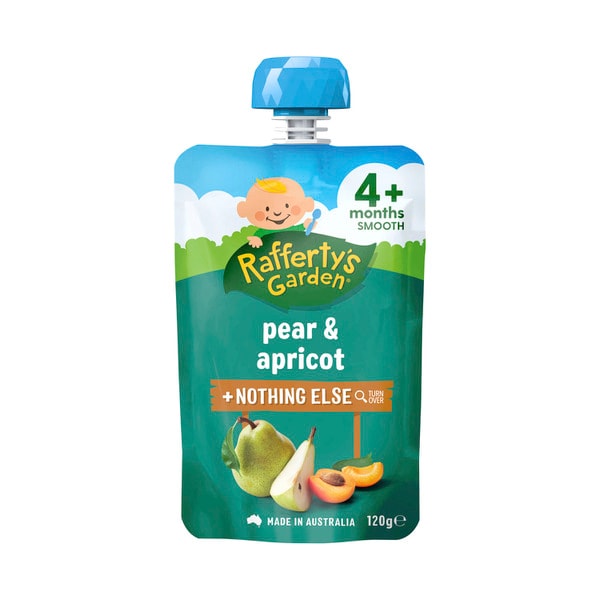 Rafferty's Garden Pear & Apricot Puree and Nothing Else Baby Food Pouch 4+ Months | 120g