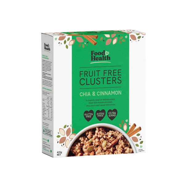 Food For Health Fruit Free Clusters with Chia & Cinnamon | 425g