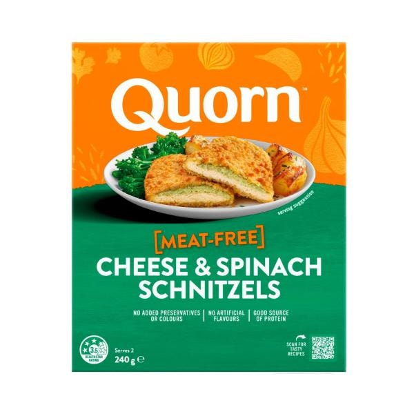 Quorn Frozen Meat Free Cheese & Spinach Schnitzels | 240g