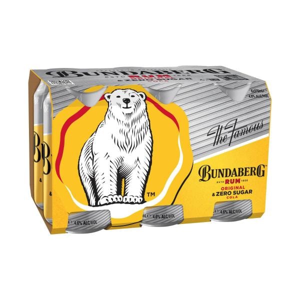 Bundaberg Zero Sugar & Cola Can 375mL | 6 Pack