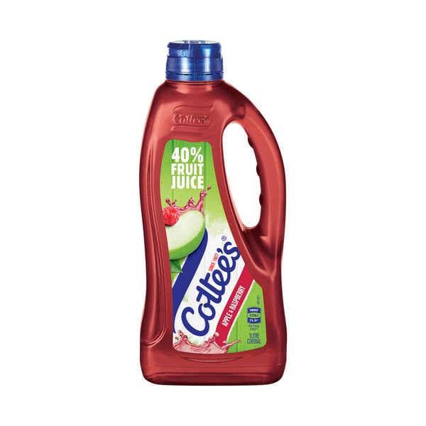 Cottees Apple & Raspberry Cordial with 40% Fruit Juice Bottle | 1L