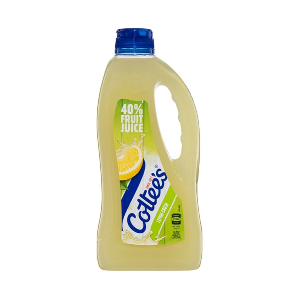 Cottees Lemon Cordial Lemon Crush with 40% Fruit Juice Bottle | 1L