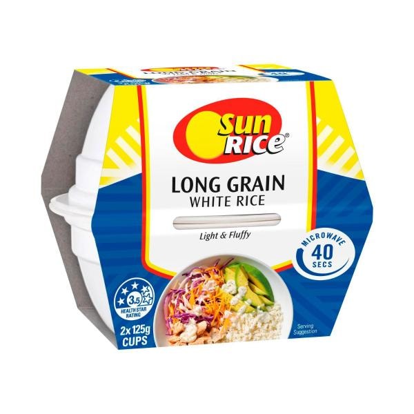 Sunrice Long Grain White Rice Cup 2 pack | 250g