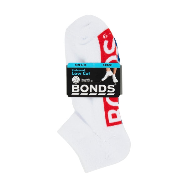 Bonds Mens Logo Low Cut 11-14 | 3 pack