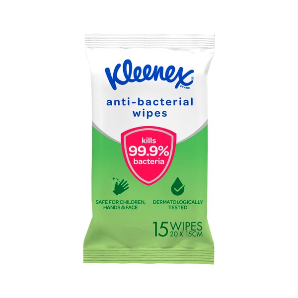 Kleenex Anti-Bacterial To-Go Wipes | 15 pack
